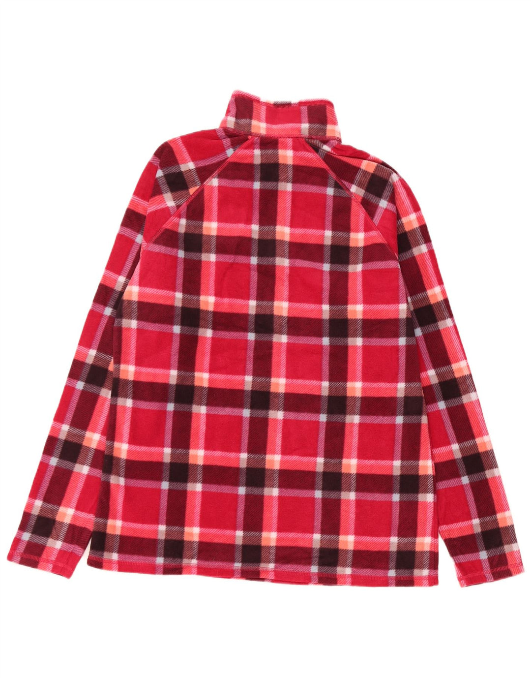 EDDIE BAUER Ženski džemper od flisa s patentnim izrezom UK 14 Srednji crveni karirani poliester