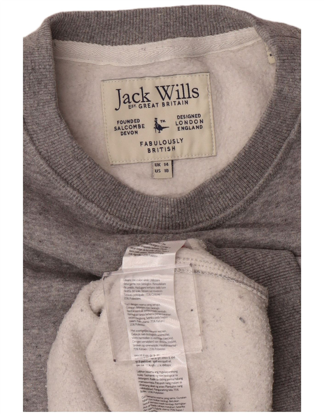 Jack Wills Ženska majica s kratkim rukavima UK 14 Veliki sivi pamuk