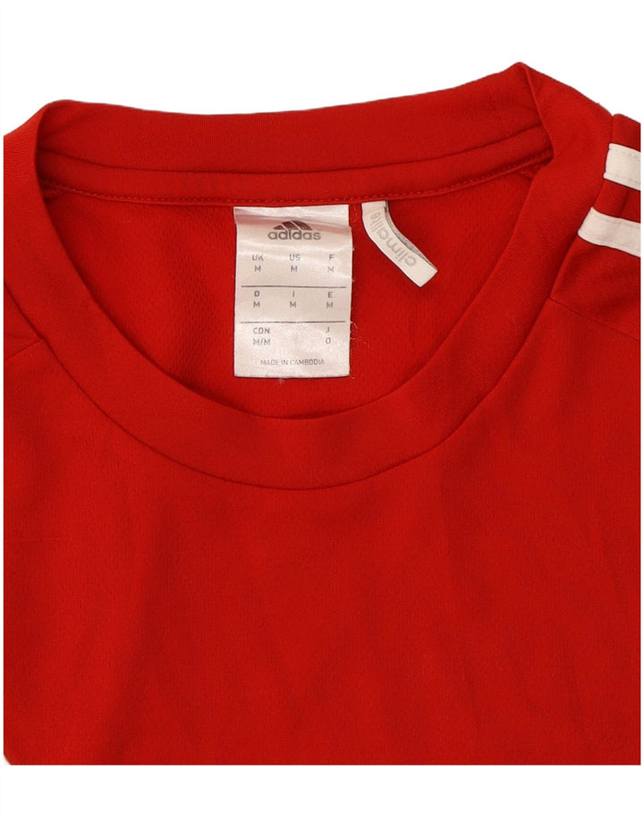ADIDAS Mens Climalite T-Shirt Top Medium Red Colourblock Polyester