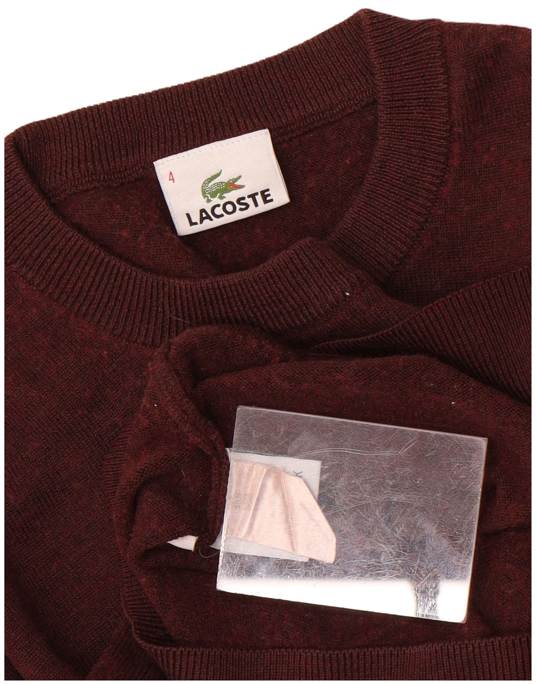 LACOSTE Muški džemper s okruglim izrezom, veličina 4, srednje kestenjasta vunena boja