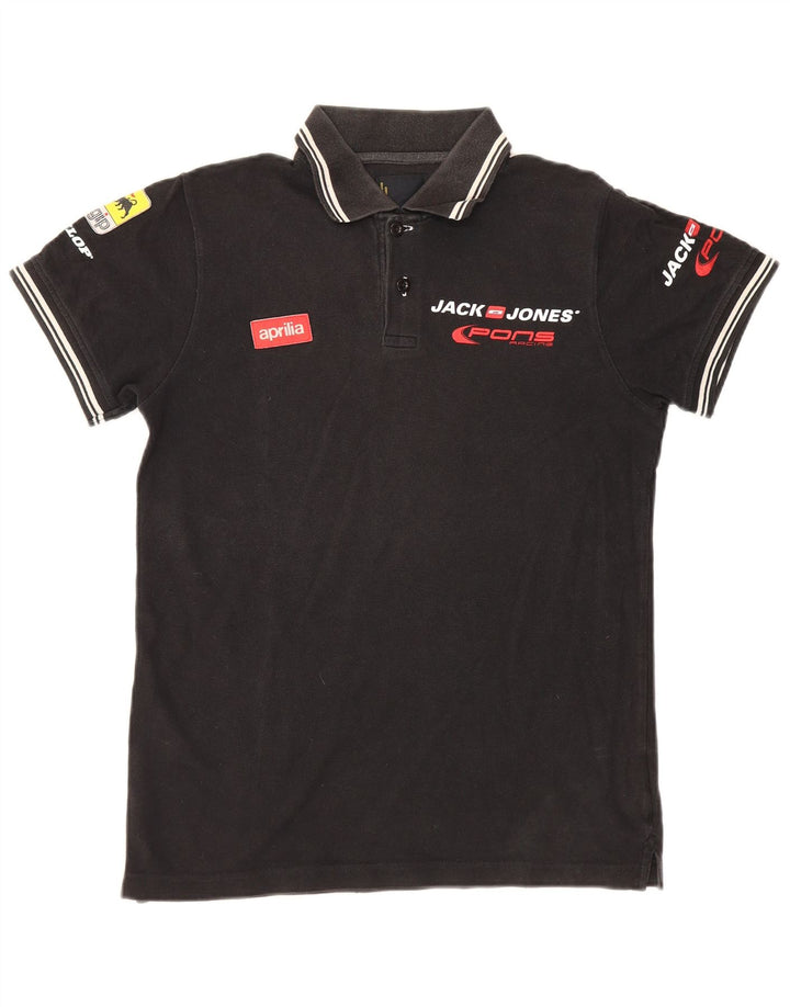 Jack & Jones muška polo majica s grafičkim motivima Mala crna pamučna