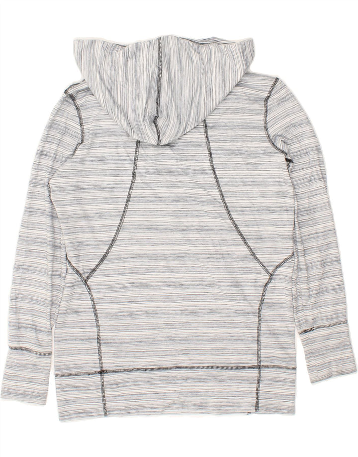CHAMPION Womens Hoodie Jumper UK 14 Medium Grey Striped Polyester Vintage Champion and Second-Hand Champion from Messina Hembry 