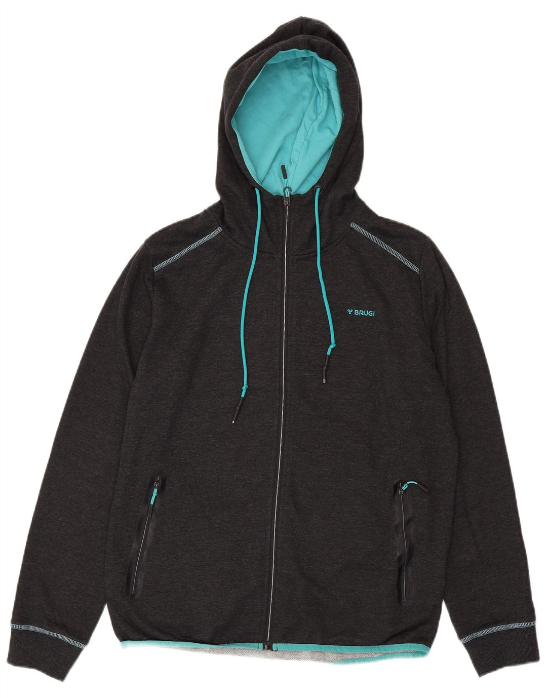 BRUGI ženski pulover s kapuljačom na patentni zatvarač UK 18 XL sivi