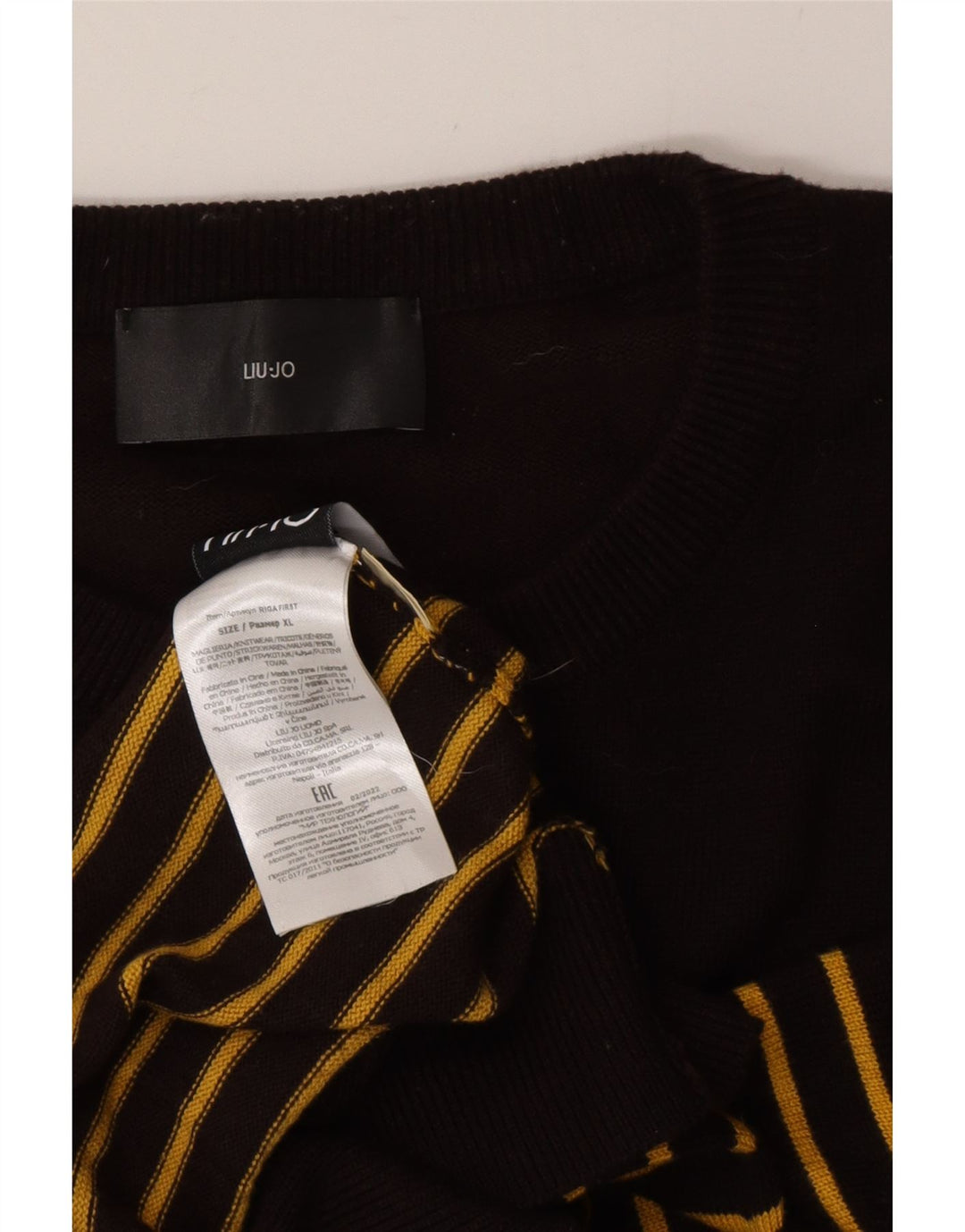 Liu Jo muški pulover s okruglim izrezom XL, pamuk na crne pruge