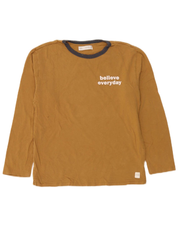 Zara Boys Graphic Majica dugih rukava 11-12 godina smeđi pamuk
