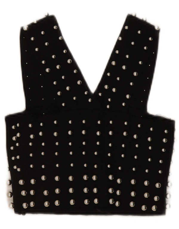 Topshop ženski kratki top bez rukava UK 6 XS crna viskoza