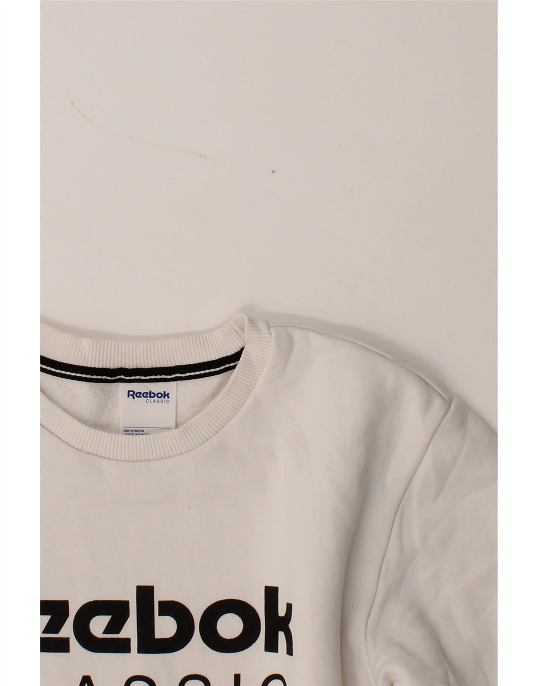 REEBOK Mens Graphic Sweatshirt Jumper Small White Vintage Reebok and Second-Hand Reebok from Messina Hembry 