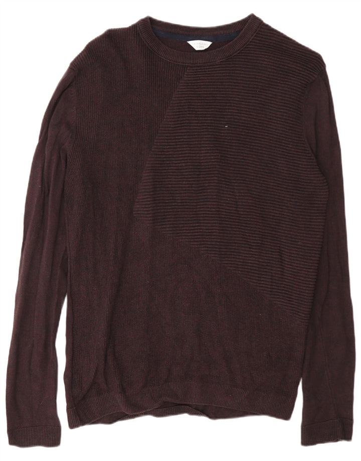 Jack & Jones muški džemper s veznim izrezom srednjeg kroja srednje tamnocrvene boje