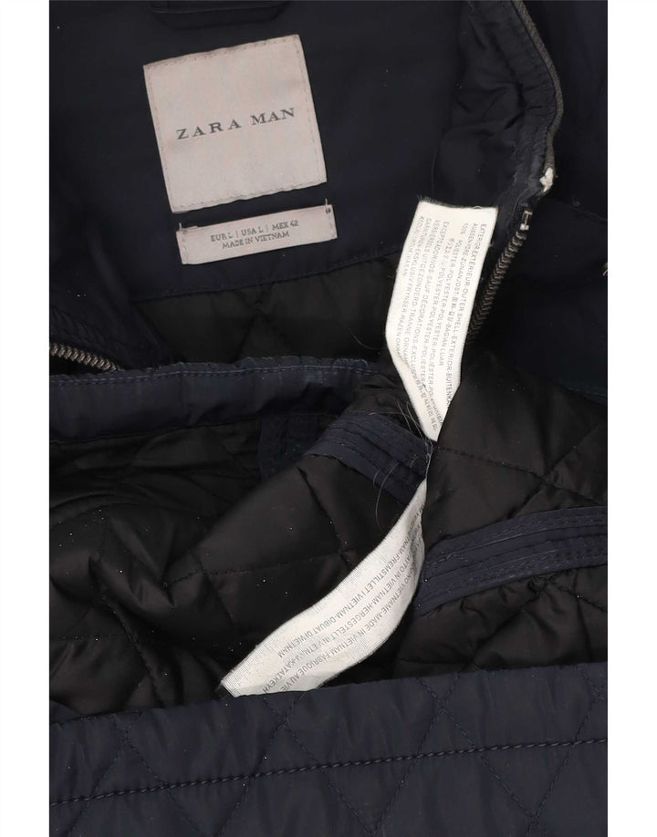 Zara muška prošivena jakna UK 40 veliki tamnoplavi poliester