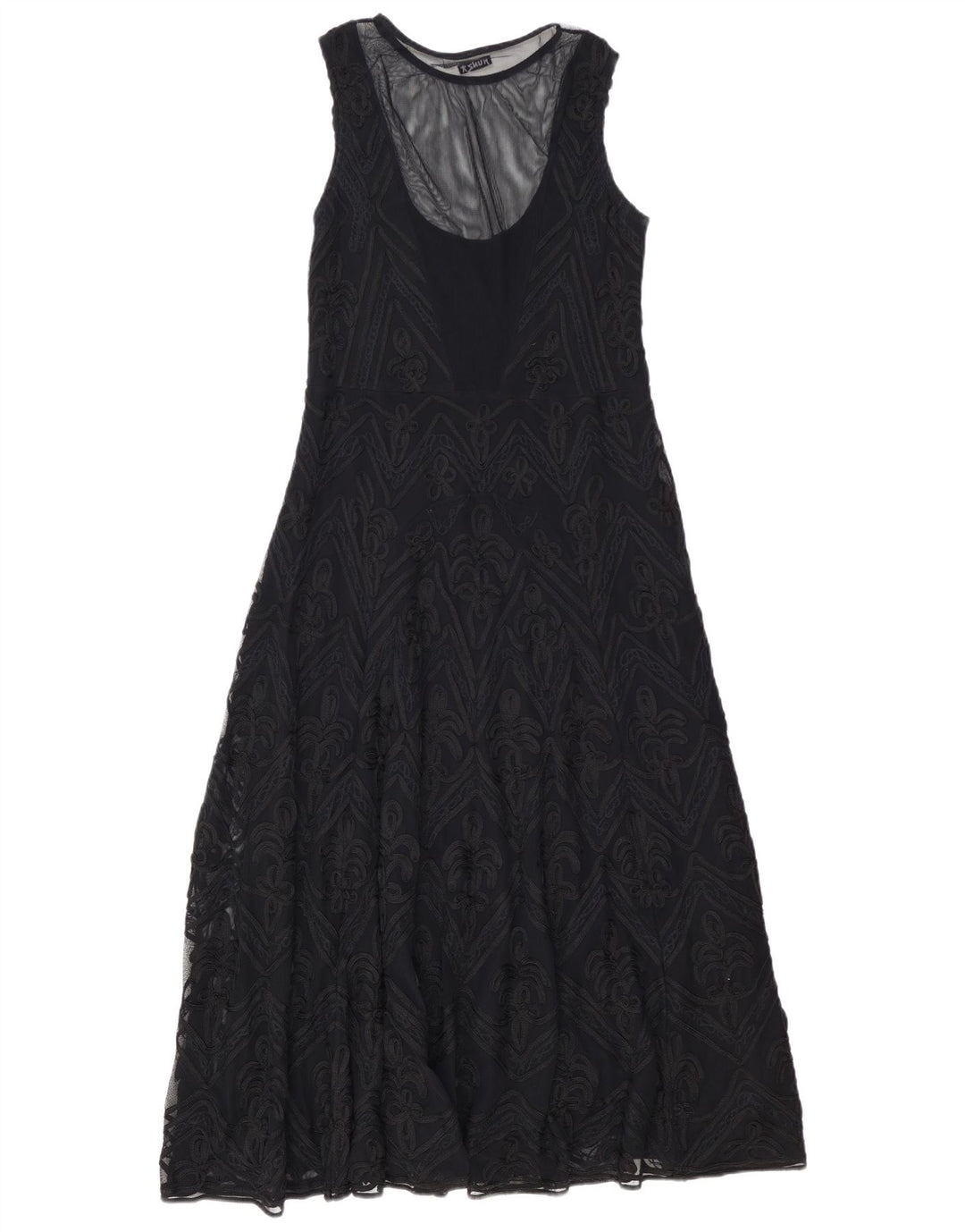 HUNZA ženska maksi haljina bez rukava UK 18 XL crna paisley viskoza