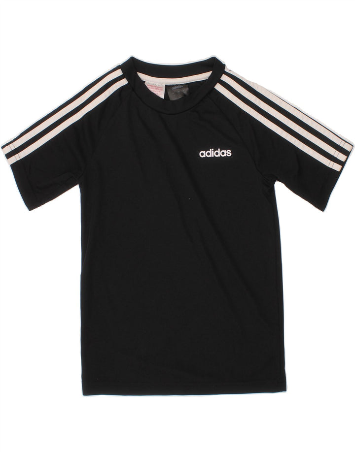 ADIDAS Boys Climalite T-Shirt Top 7-8 Years Black Polyester Vintage Adidas and Second-Hand Adidas from Messina Hembry 
