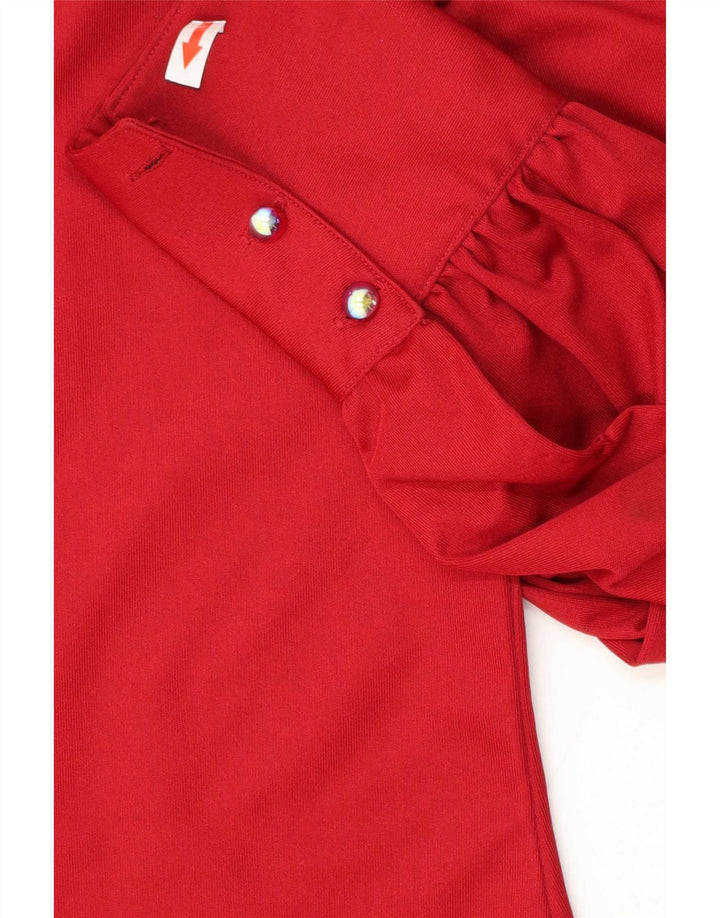 Vintage ženska košulja bluza IT 48 XL crveni cvjetni poliester