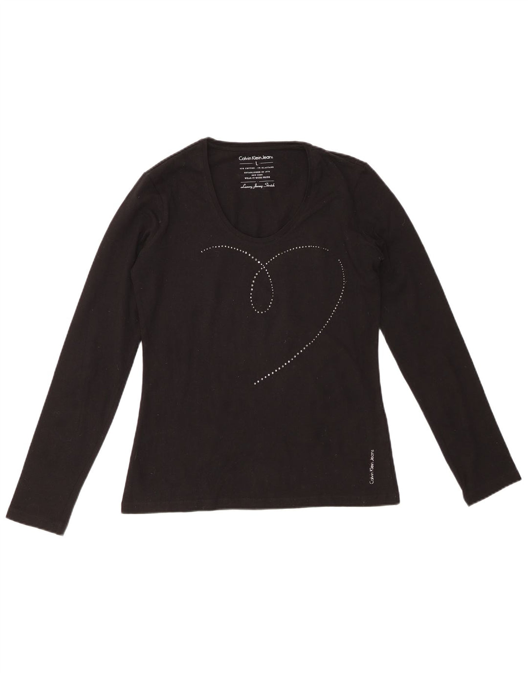 CALVIN KLEIN JEANS Ženska majica dugih rukava s grafikom UK 14 Veliki crni pamuk