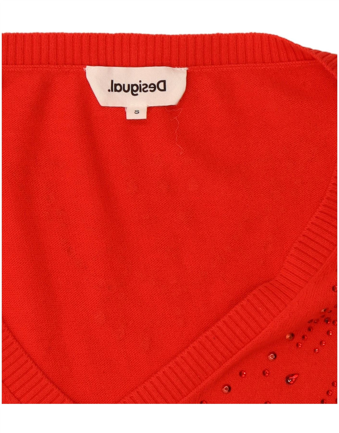 Desigual ženski veliki džemper s V-izrezom UK 10 Small Red