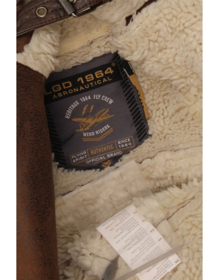 AERONAUTICA MILITARE Muška letačka šerpa jakna UK 36 mala smeđa poliester