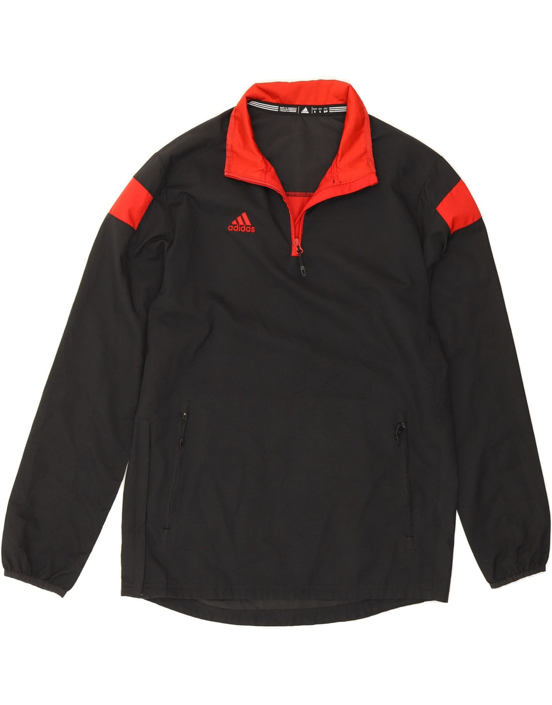 ADIDAS Mens Zip Neck Pullover Tracksuit Top Small Black Colourblock Vintage Adidas and Second-Hand Adidas from Messina Hembry 