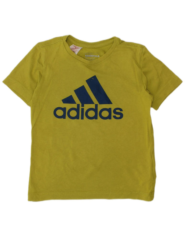 ADIDAS Boys Climalite Graphic T-Shirt Top 5-6 Years Green Pamuk