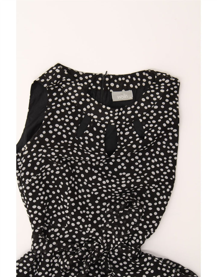WALLIS Womens Sleeveless A-Line Dress UK 14 Medium  Black Spotted Vintage Wallis and Second-Hand Wallis from Messina Hembry 