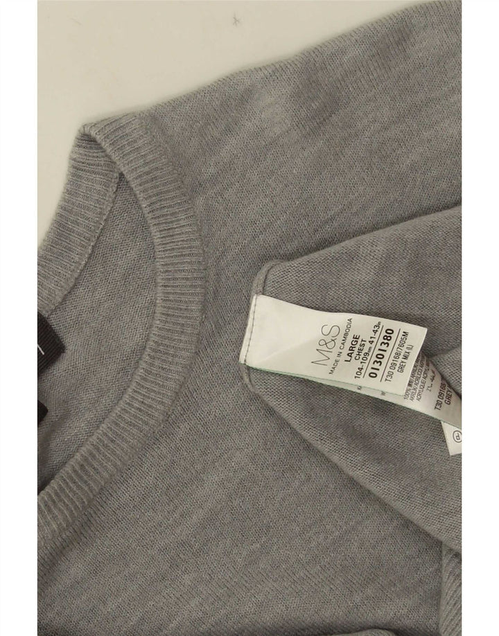 Marks & Spencer muški pulover s okruglim izrezom, veliki sivi akril