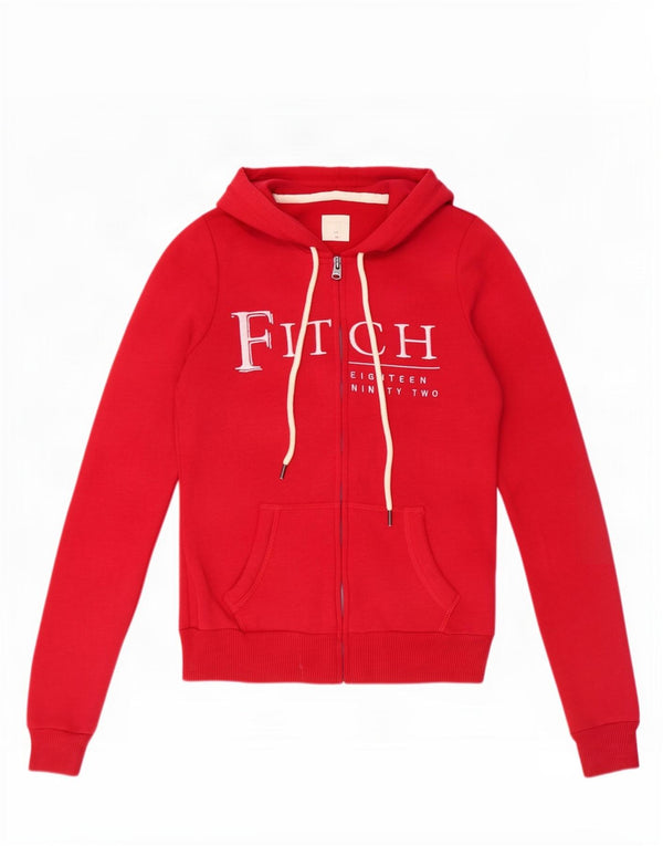 Abercrombie & Fitch ženski džemper s kapuljačom s patentnim zatvaračem UK 6 XS crveni pamuk