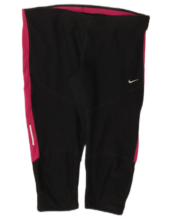 Nike Ženske Dri Fit Capri Leggings UK 14 Large Black Colourblock Poliester