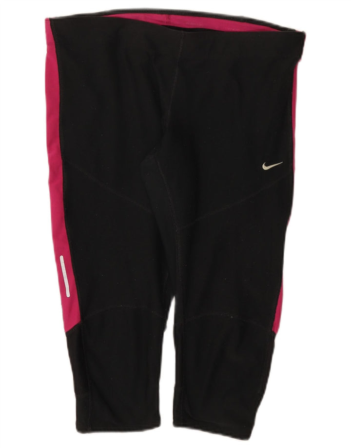 Nike Ženske Dri Fit Capri Leggings UK 14 Large Black Colourblock Poliester