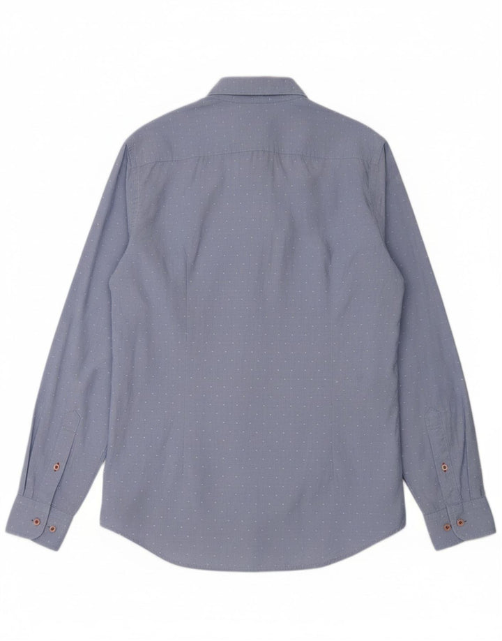 TOMMY HILFIGER Mens Slim Fit Shirt Medium Blue Spotted Cotton