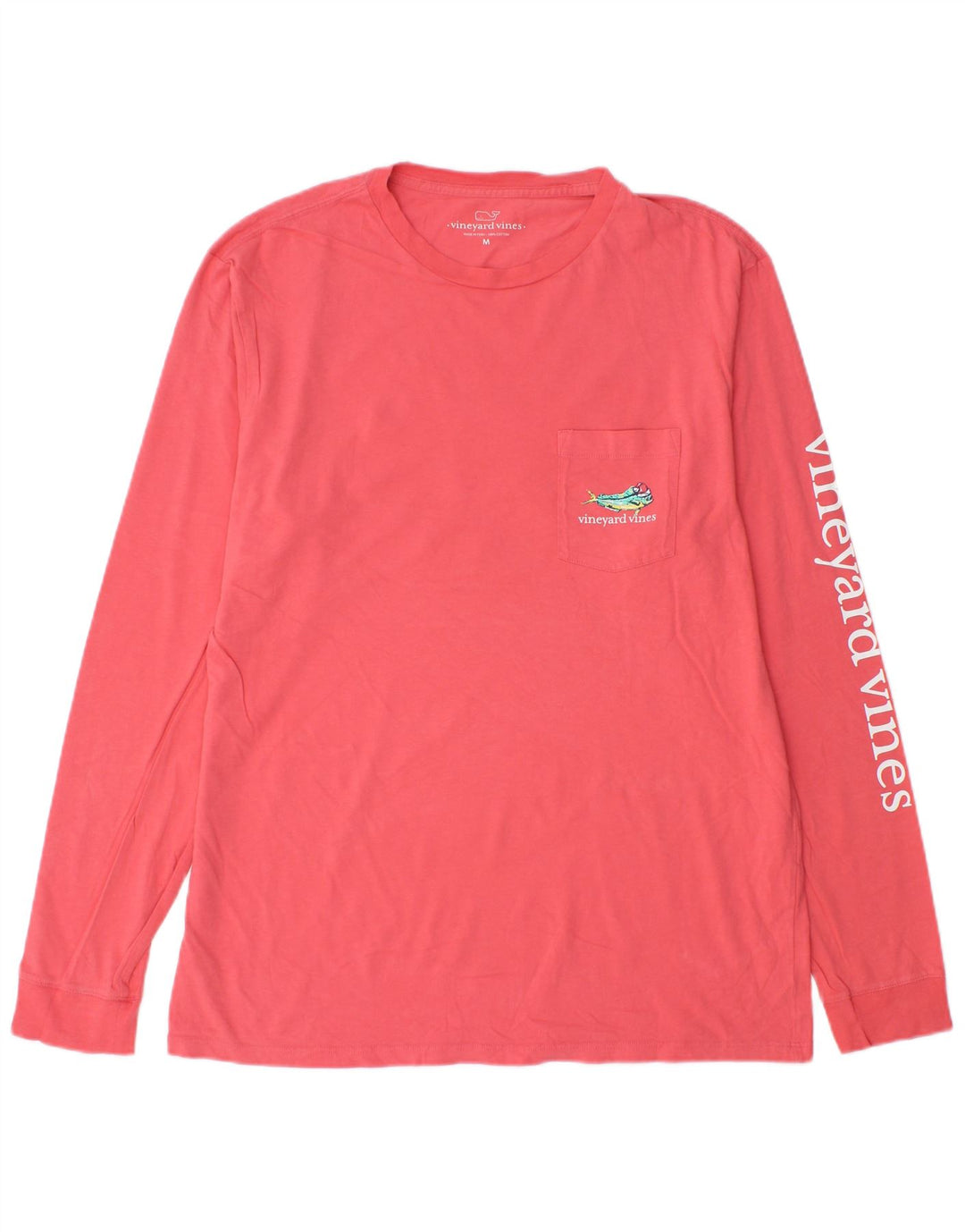 Vineyard Vines muška majica dugih rukava s grafikama, srednje ružičasti pamuk