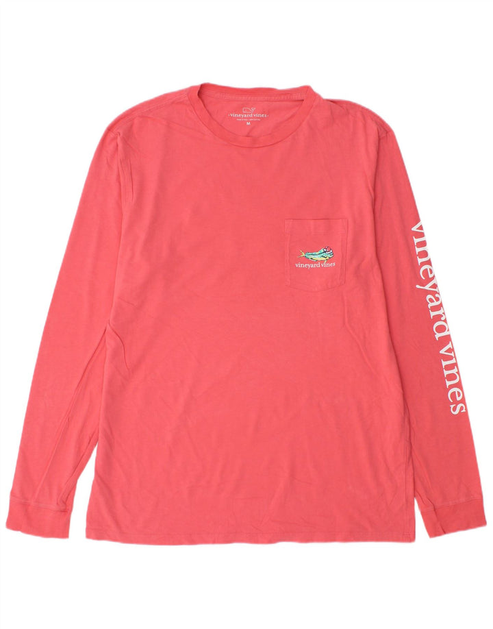 Vineyard Vines muška majica dugih rukava s grafikama, srednje ružičasti pamuk