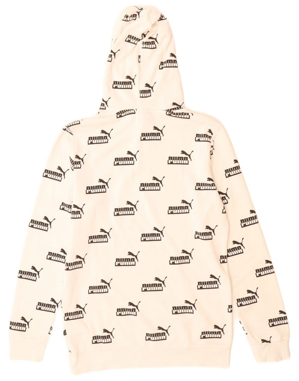 Puma Mens Graphic Hoodie Jumper Small White Cotton