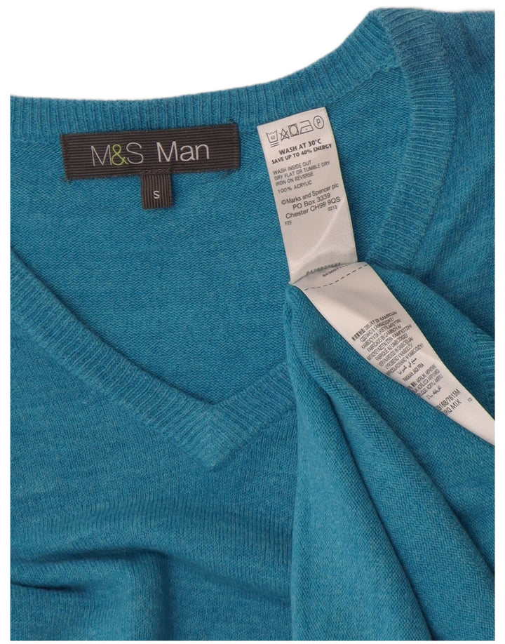Marks & Spencer muški džemper s V-izrezom Mali tirkizni flekasti