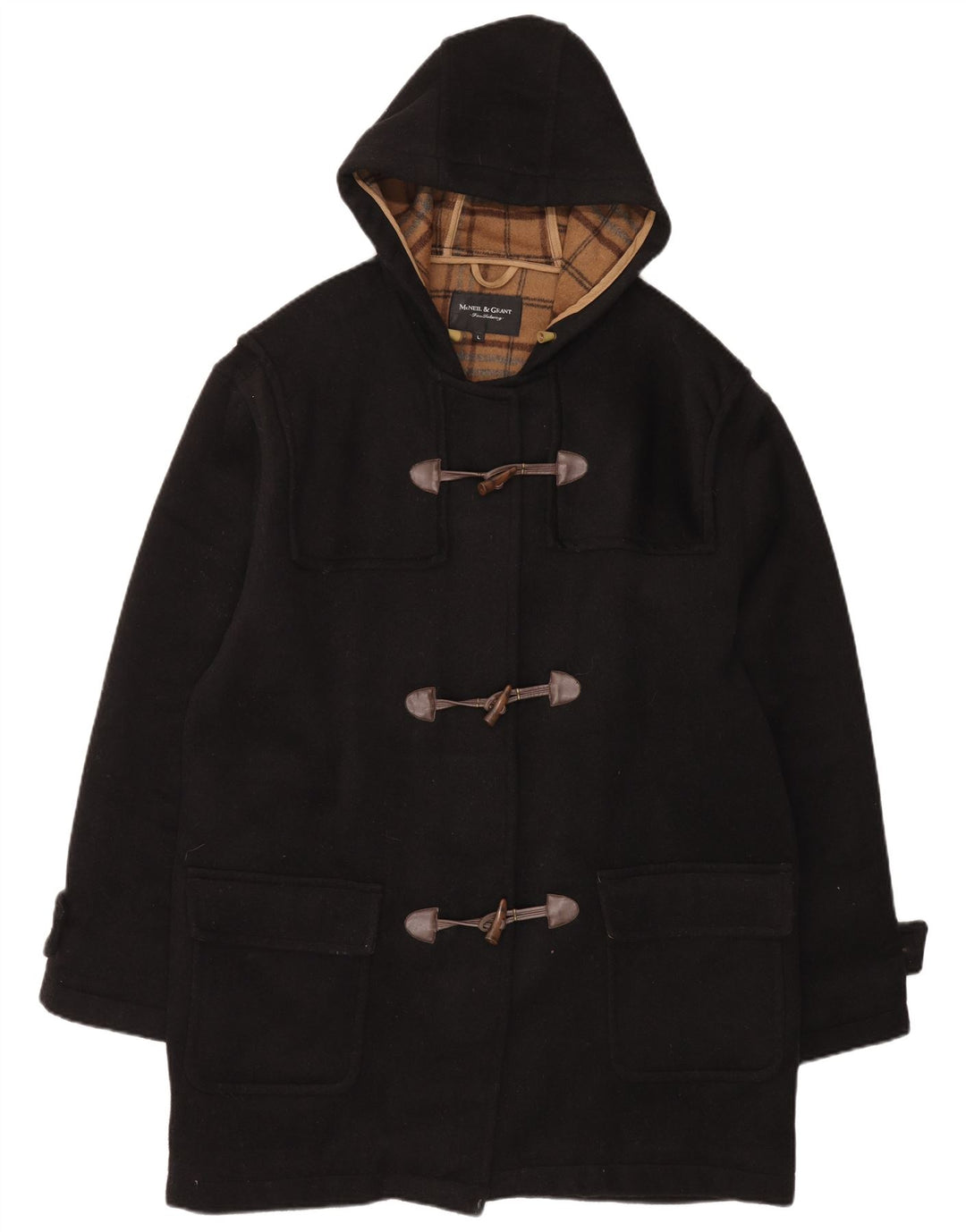 McNeil & Grant ženski veliki duffle kaput s kapuljačom UK 16 Veliki crni vuneni