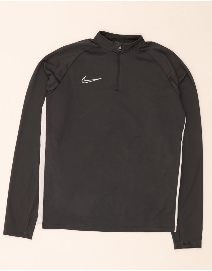 NIKE Boys Dri Fit Zip Neck Pullover Top Trenirka 13-14 Years XL Siva