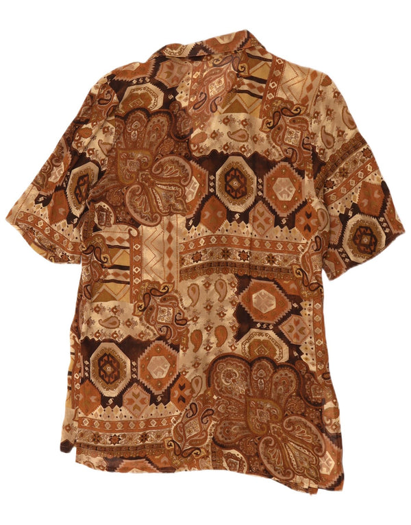 Vintage ženska košulja kratkih rukava UK 16 Veliki smeđi paisley