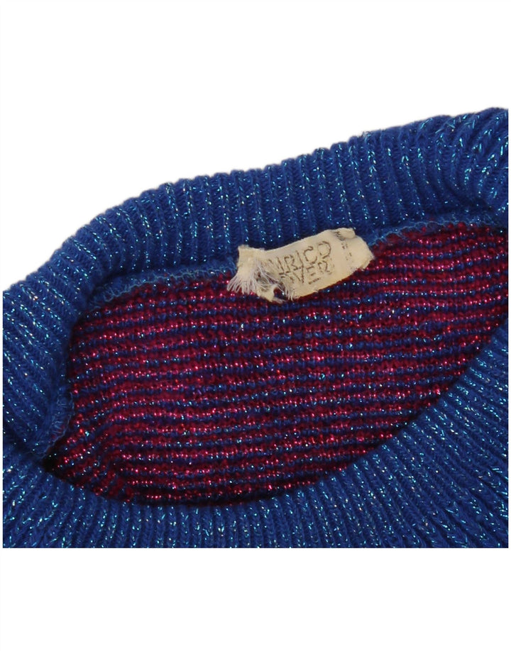 VINTAGE ženski pulover s rol izrezom UK 10 Mali, višebojni