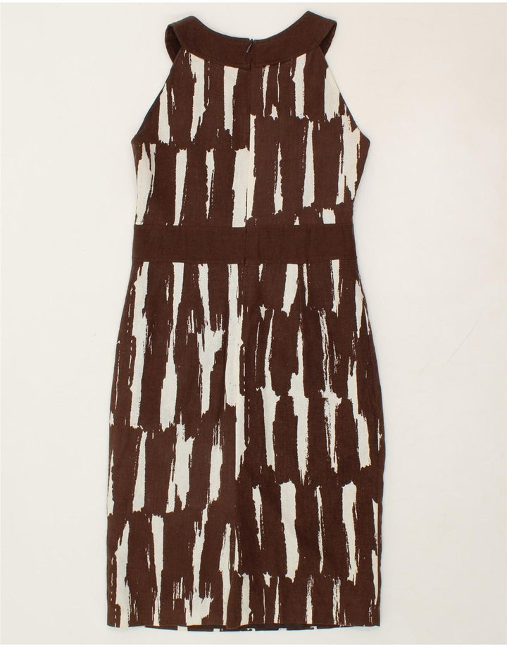 WALLIS Womens Petite Sleeveless Halter Dress UK 8 Small  Brown Patchwork Vintage Wallis and Second-Hand Wallis from Messina Hembry 
