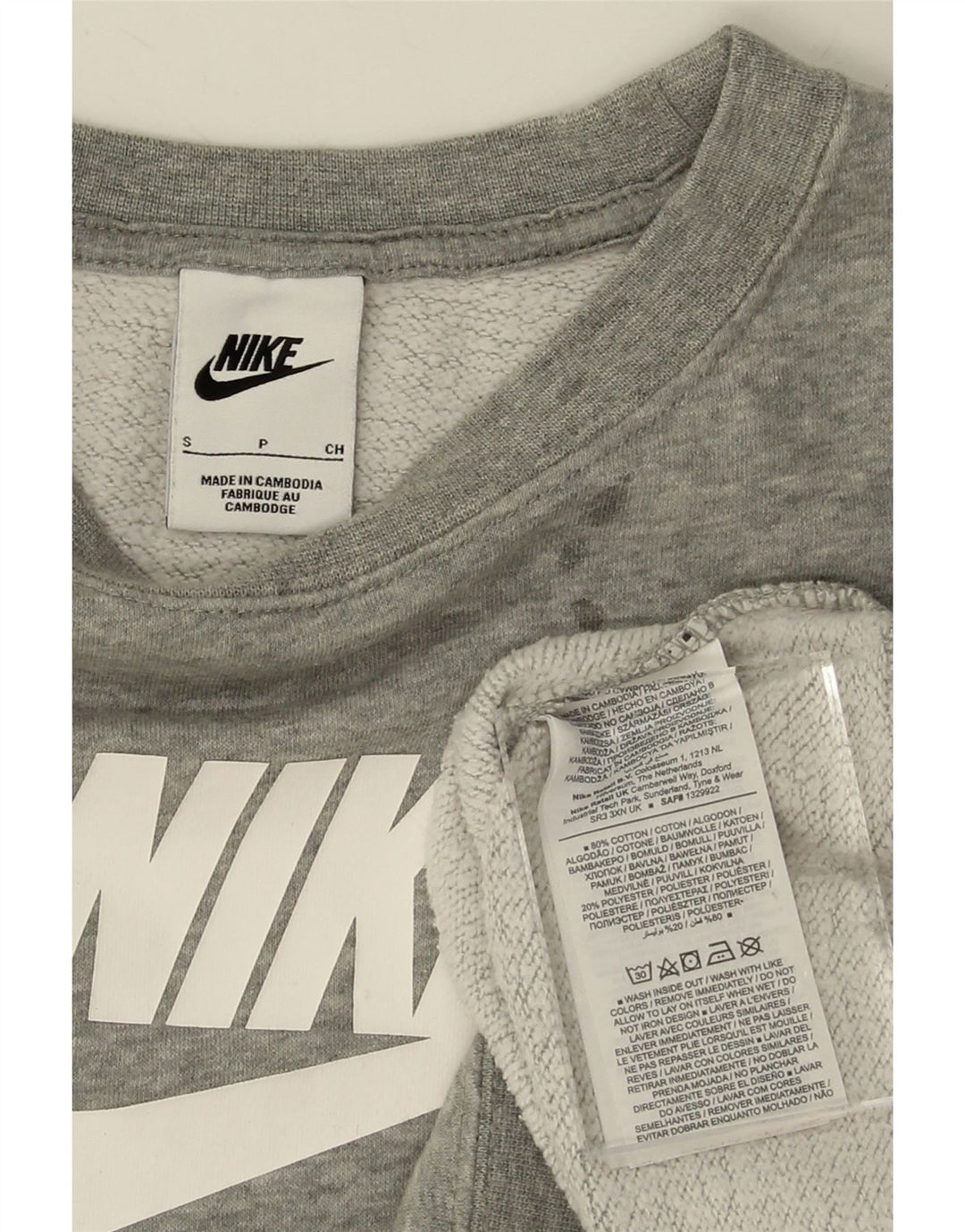NIKE Mens Graphic Sweatshirt Jumper Small Grey Cotton Vintage Nike and Second-Hand Nike from Messina Hembry 