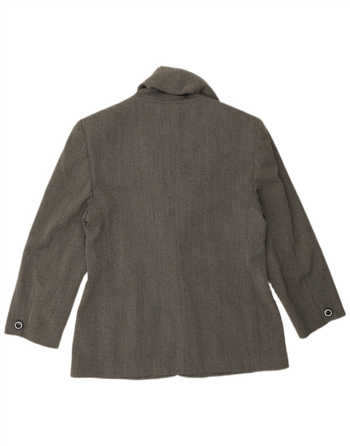 Genny ženski sako s 3 gumba UK 14 Srednje siva vuna riblja kost