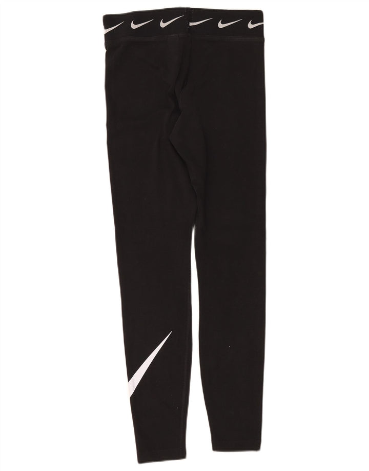 NIKE Womens Graphic Leggings UK 8 Small  Black Cotton
