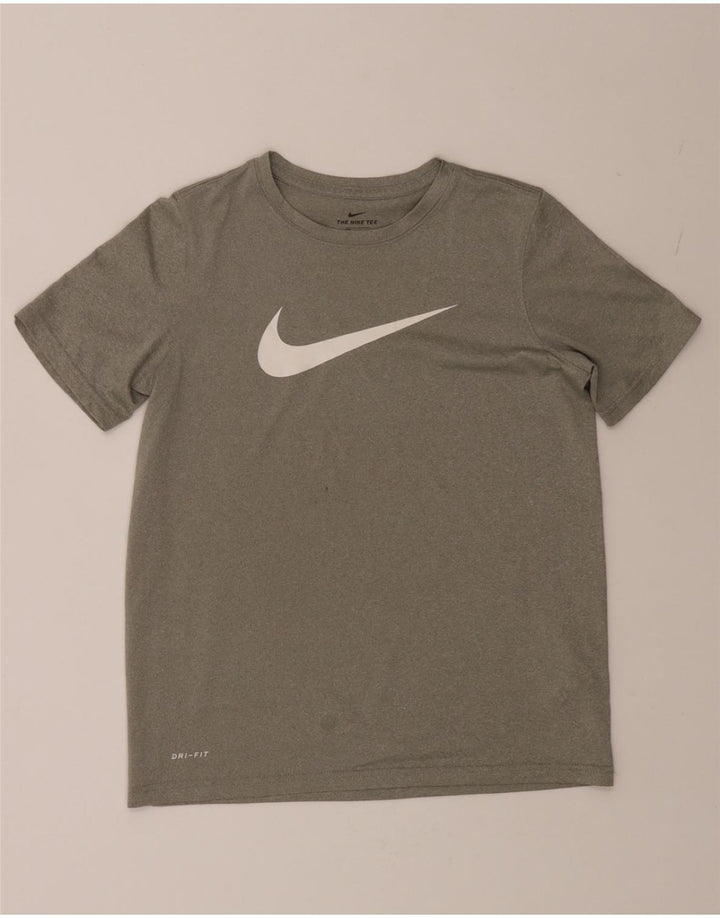 NIKE Womens Dri Fit Graphic T-Shirt Top UK 12 Large Grey Polyester Vintage Nike and Second-Hand Nike from Messina Hembry 