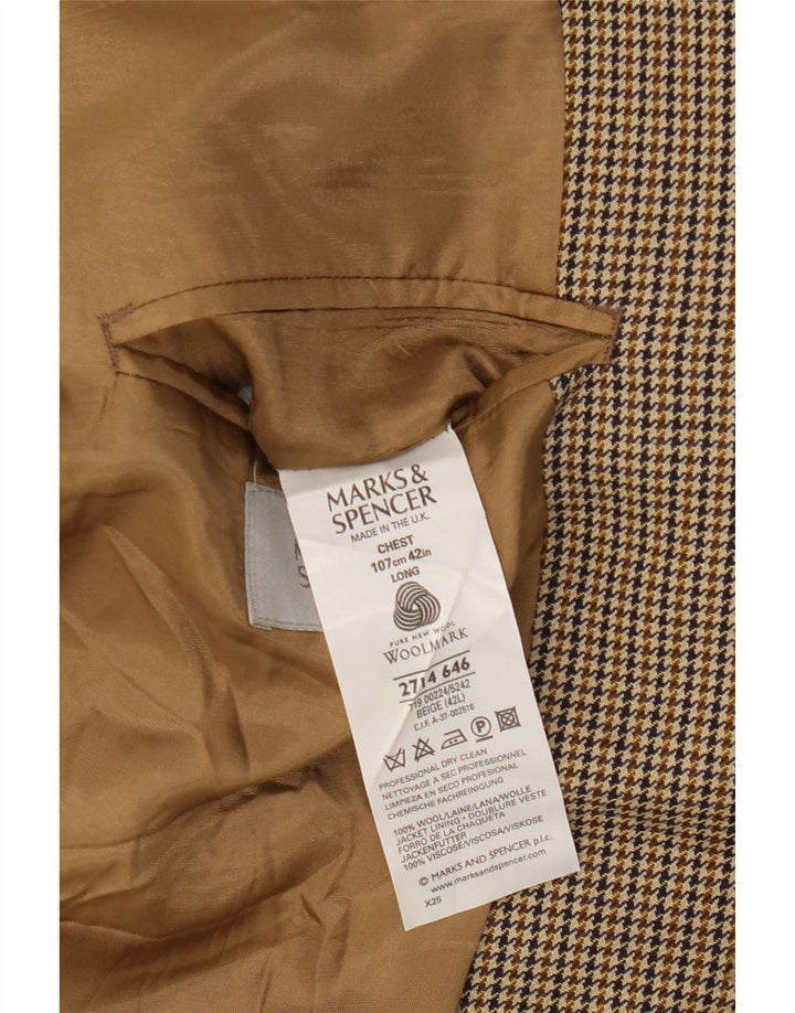 Marks & Spencer muška dugačka jakna jakna UK 42 Large Beige Houndstooth