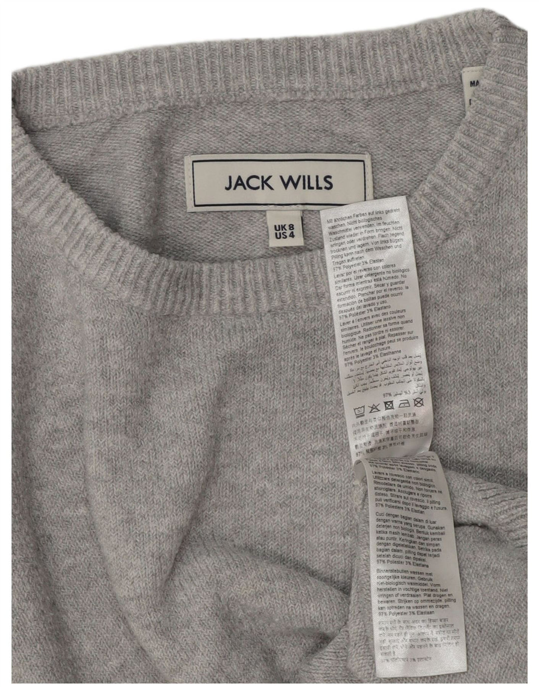 JACK WILLS Ženski pulover s okruglim izrezom UK 8 Mali sivi