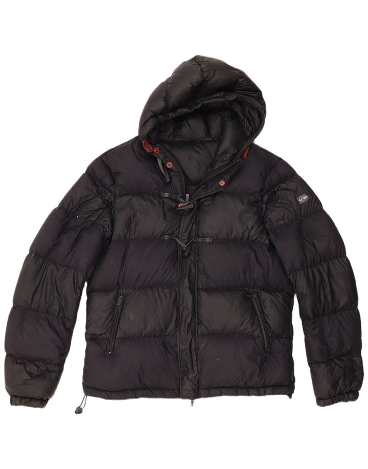 Armani Jeans muška podstavljena jakna s kapuljačom EU 54 XL crni poliamid