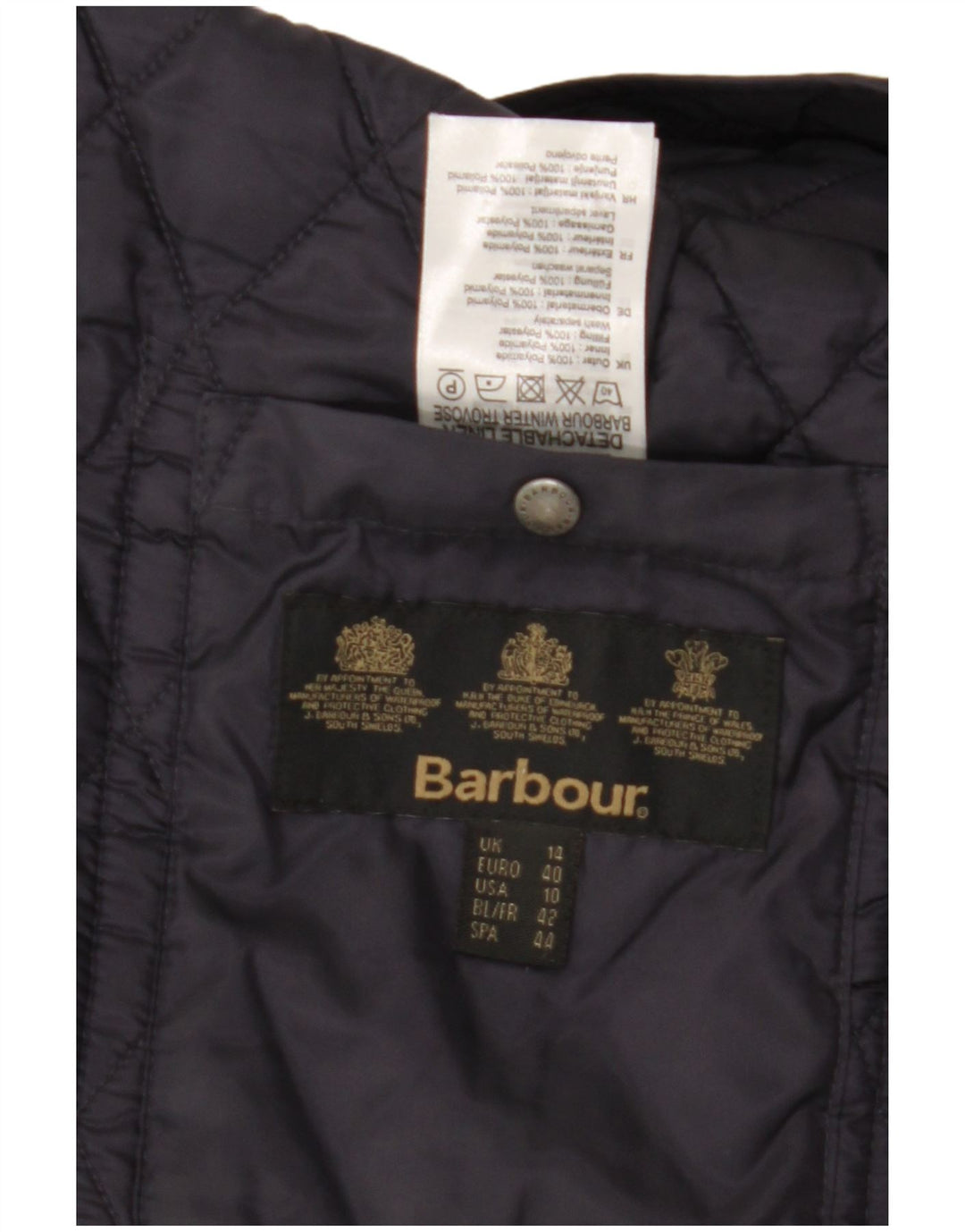 BARBOUR Ženska prošivena jakna UK 14 Veliki tamnoplavi poliamid