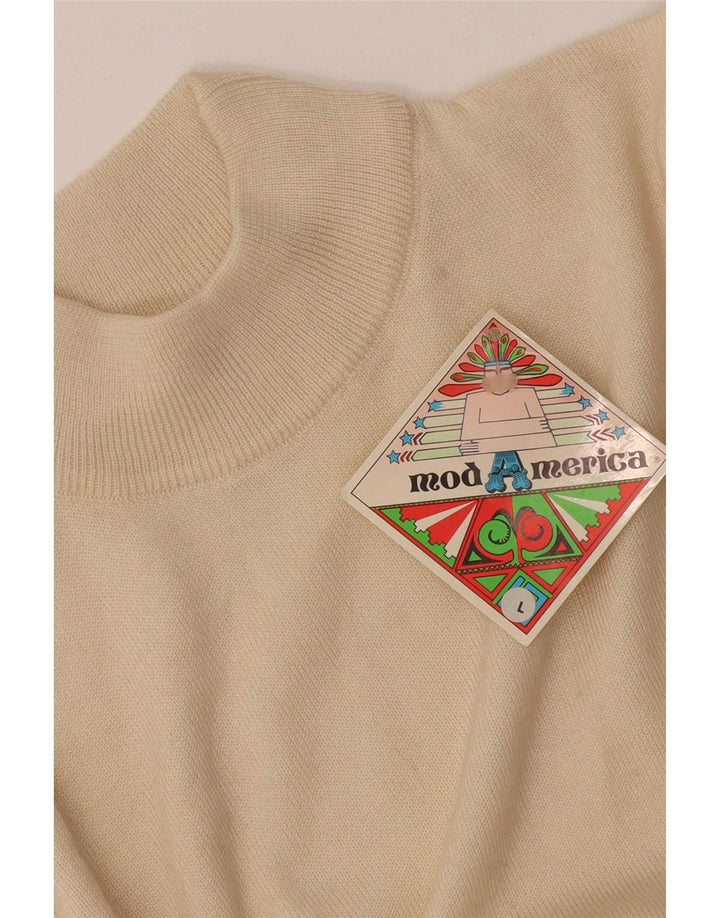 Vintage ženski bodi dugih rukava UK 14 Large Off White