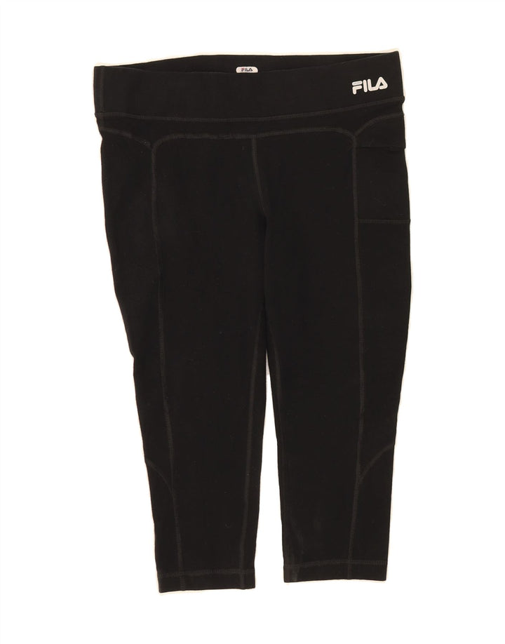 FILA Womens Capri Leggings UK 14 Medium  Black Cotton Vintage Fila and Second-Hand Fila from Messina Hembry 
