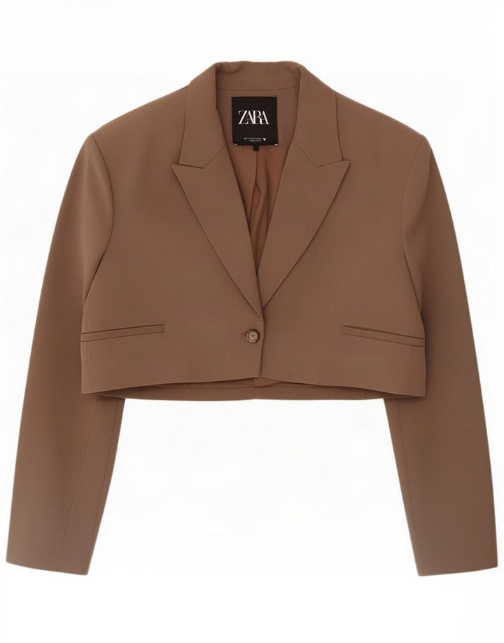 Zara ženska bolero jakna s 1 gumbom UK 14 srednje smeđi poliester