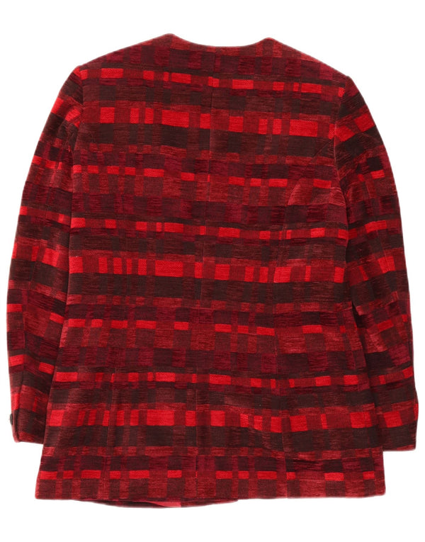 DEVERNOIS PARIS Ženska jakna s 5 gumba UK 12 srednje crvene geometrijske boje