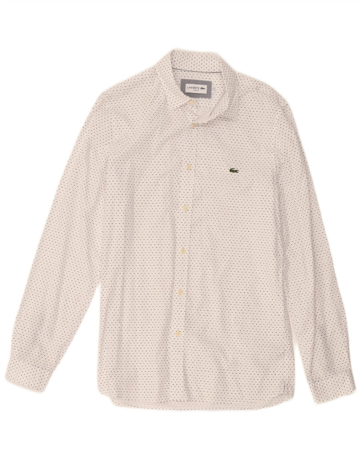 Lacoste muška uska košulja veličine 39, pamuk srednje bijele točke na točkice