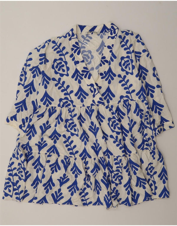 Zara ženska haljina dugih rukava u više slojeva UK 18 XL bijela cvjetna viskoza